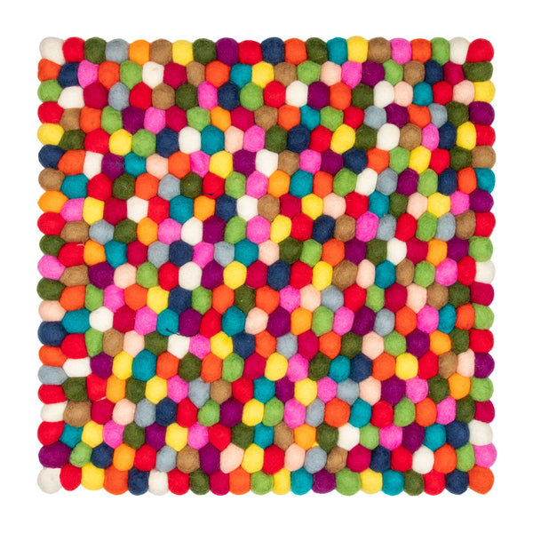 Multicolor Felt Ball Seat Pad - Square